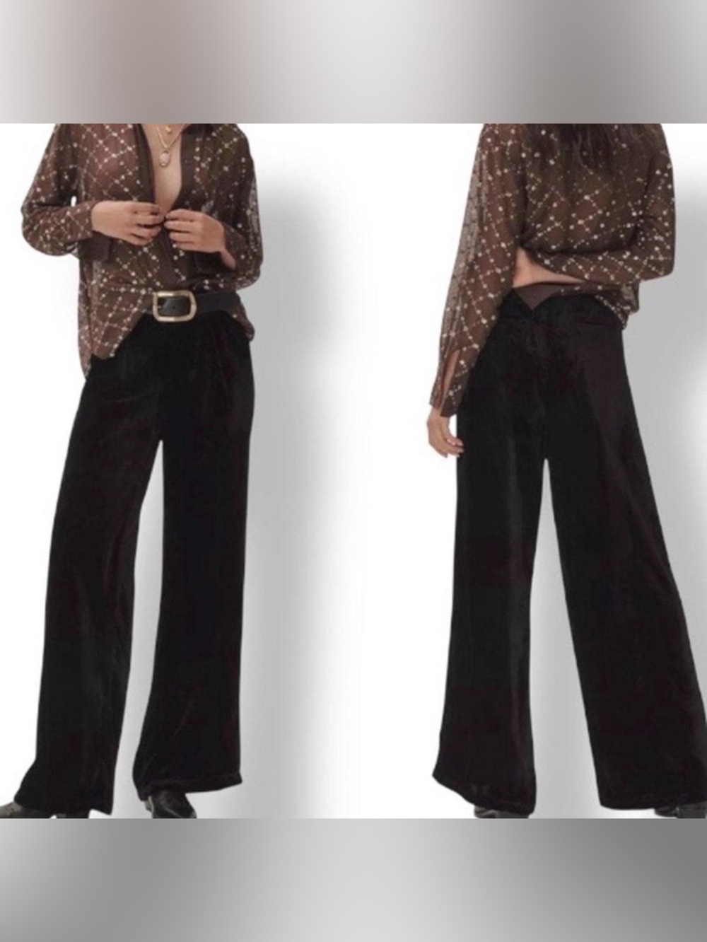 Anthropologie Wide-Leg Velvet Pants NWT Size Large Tall